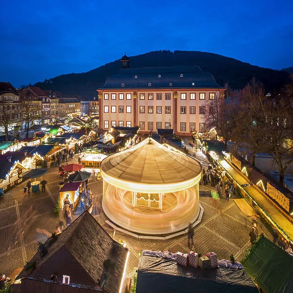 Christmas market at the University Square in Heidelberg, Baden-Wurttemberg, Germany