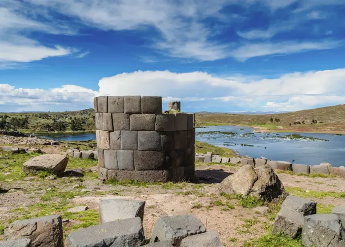 Framed Print : Chullpa by the Lake Umayo in Sillustani, Puno Region, Peru Framed Print : Chullpa by the Lake Umayo in Sillustani, Puno Region, Peru