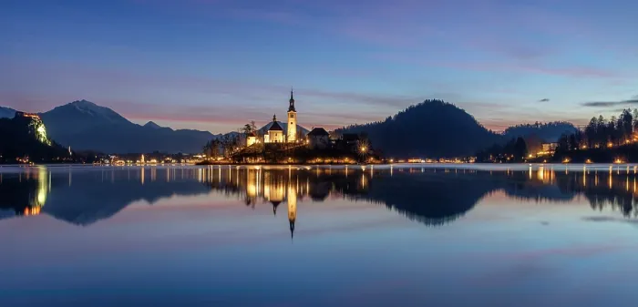Framed Print : Church of the Assumption of the Blessed Virgin Mary, on Bled island, at dawn, Lake Bled, Bled, Slovenia Framed Print : Church of the Assumption of the Blessed Virgin Mary, on Bled island, at dawn, Lake Bled, Bled, Slovenia