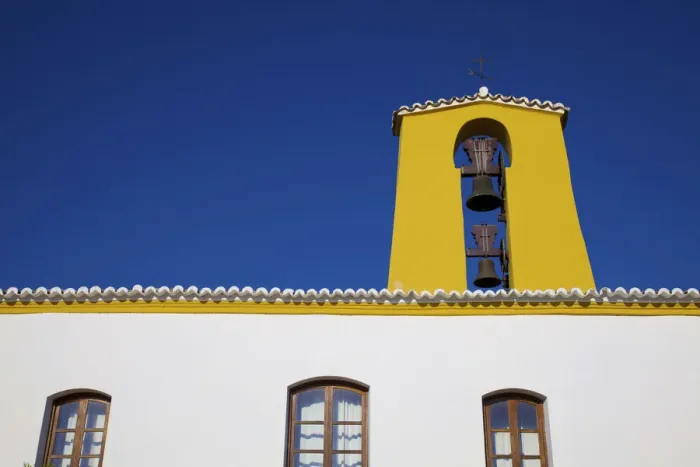 Framed Print : Church and Belfry, Santa Gertrudis, Ibiza, Balearic Islands, Spain