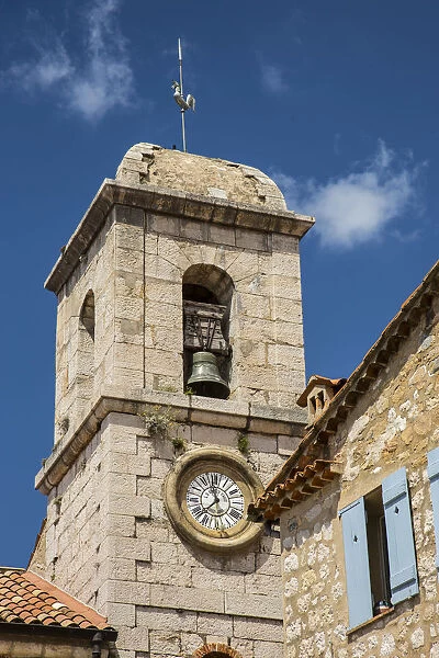 Church bell tower, Gourdon, Alpes-Maritimes, Provence-Alpes-Cote D Azur, French