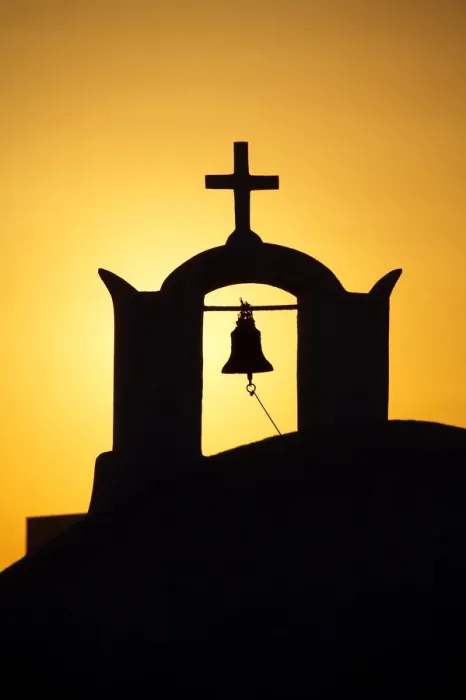 Framed Print : Church Bell Tower at Sunset, Oia, Santorini, Greece Framed Print : Church Bell Tower at Sunset, Oia, Santorini, Greece