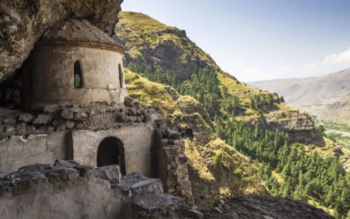 Framed Print : Church built on in the rock in Vanis Kvabebi monastery near Vardzia, Aspindza