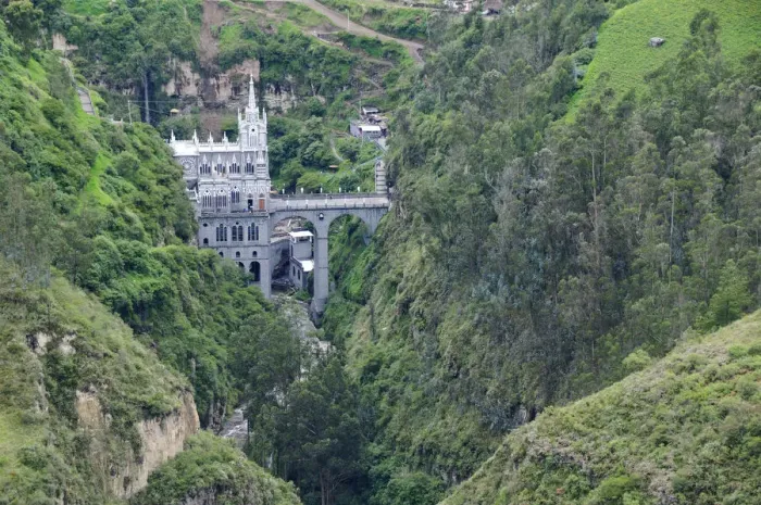 Framed Print : Church in the canyon at Las Lajas, Colombia, South America Framed Print : Church in the canyon at Las Lajas, Colombia, South America