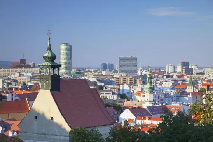 Framed Print : Church and city skyline, Bratislava, Slovakia Framed Print : Church and city skyline, Bratislava, Slovakia