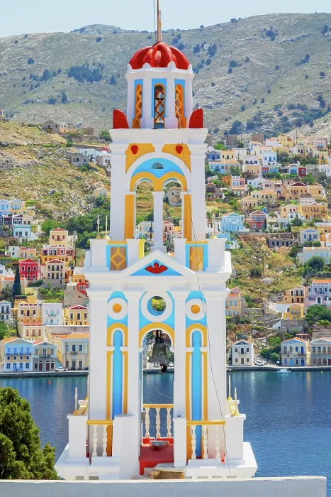 Framed Print : Church of Evangelismos overlooking Gialos harbour, Gialos, Symi Island, Dodecanese Islands, Greece Framed Print : Church of Evangelismos overlooking Gialos harbour, Gialos, Symi Island, Dodecanese Islands, Greece