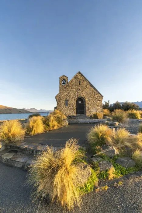 Framed Print : Church of the Good Shepherd in the morning light. Lake Tekapo, Mackenzie district Framed Print : Church of the Good Shepherd in the morning light. Lake Tekapo, Mackenzie district