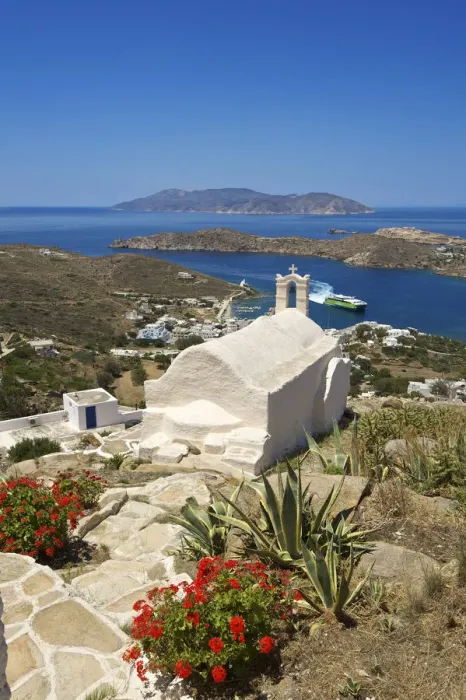 Framed Print : Church above Ios Bay, Ios Island, Cyclades, Greece Framed Print : Church above Ios Bay, Ios Island, Cyclades, Greece