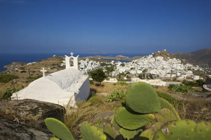 Framed Print : Church above Ios Town, Ios Island, Cyclades, Greece Framed Print : Church above Ios Town, Ios Island, Cyclades, Greece