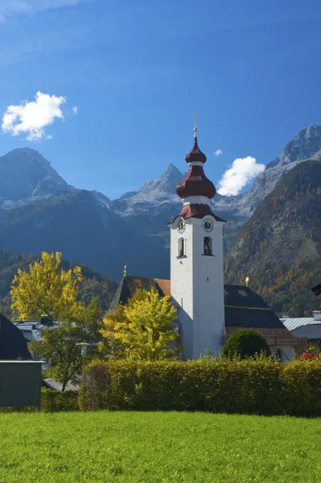 Framed Print : Church of Lofer in Pinzgau, Salzburger Land, Austria