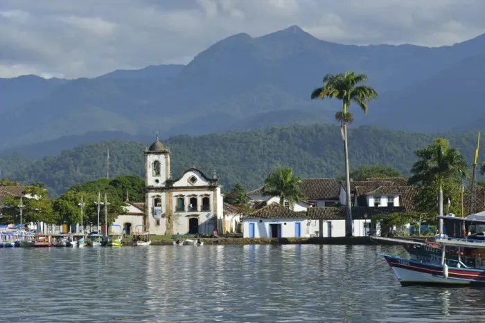 Framed Print : Church and mountains seen from the harbor, Paraty, Rio de Janeiro Province, Brazil Framed Print : Church and mountains seen from the harbor, Paraty, Rio de Janeiro Province, Brazil