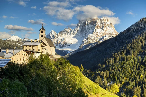 Church & Mt. Pelmo, Colle Santa Lucia, Dolomites, Italy
