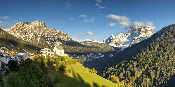 Church & Mt. Pelmo, Colle Santa Lucia, Dolomites, Italy