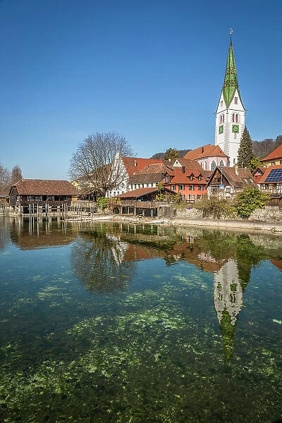 Church and old town of Sipplingen on Lake Constance, Baden-Wurttemberg, Germany