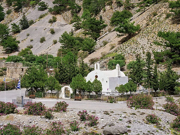 Church in Palea Agia Roumeli, southern way out of the Samaria Gorge, Chania Region, Crete, Greece