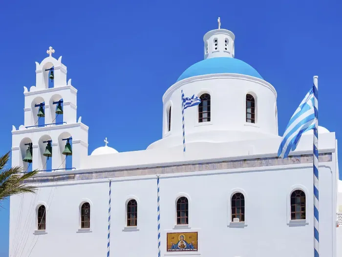Framed Print : Church of Panagia Akathistos Hymn, Oia Village, Santorini or Thira Island, Cyclades, Greece Framed Print : Church of Panagia Akathistos Hymn, Oia Village, Santorini or Thira Island, Cyclades, Greece