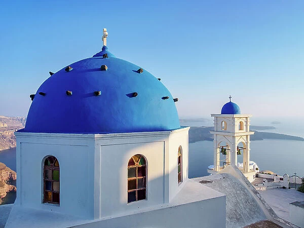 Church of the Resurrection of the Lord at sunset, Imerovigli, Santorini or Thira Island, Cyclades, Greece