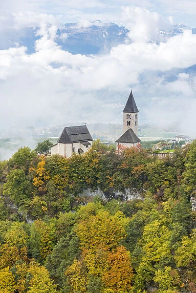 Church San Martino in autumn Europe, Italy, Trentino Alto Adige, Trento district, Verv√≤ city, Non valley