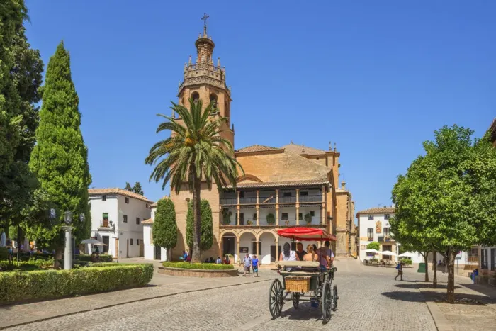 Framed Print : Church Santa Maria la Mayor with carriage, Ronda, Andalusia, Spain