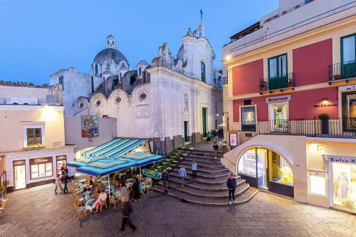 Framed Print : The Church of Santo Stefano at the Piazza Umberto l at Dusk, Capri, Campania, Italy Framed Print : The Church of Santo Stefano at the Piazza Umberto l at Dusk, Capri, Campania, Italy