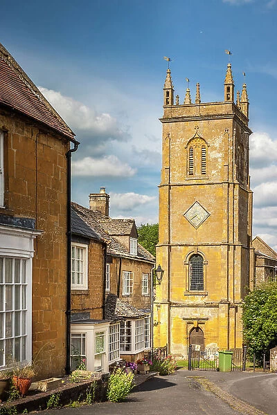 Church square in the village of Blockley, Cotswolds, Gloucestershire, England
