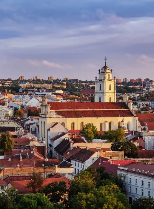Framed Print : Church of St. Johns at sunset, elevated view, Vilnius, Lithuania Framed Print : Church of St. Johns at sunset, elevated view, Vilnius, Lithuania