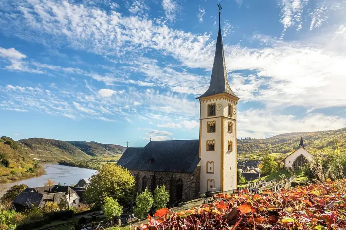 Framed Print : Church of St. Laurentius in Bremm on the Mosel, Mosel, Rhineland-Palatinate, Germany Framed Print : Church of St. Laurentius in Bremm on the Mosel, Mosel, Rhineland-Palatinate, Germany