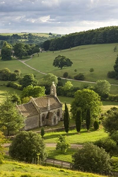Church of St Mary the Virgin surrounded by beautiful countryside, Lasborough in the Cotswolds