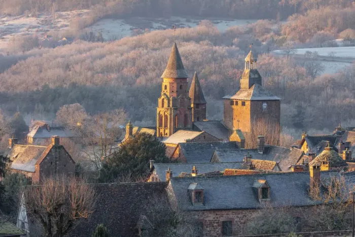 Framed Print : Church of St. Peter on a frosty day in the winter, Collonges-la-Rouge, Correze Framed Print : Church of St. Peter on a frosty day in the winter, Collonges-la-Rouge, Correze