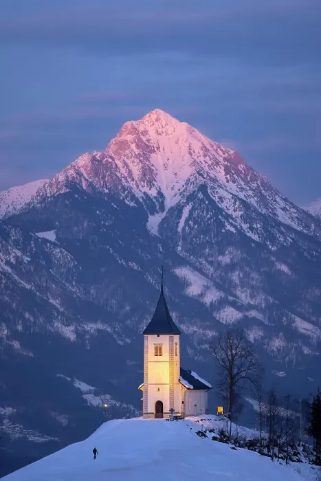Framed Print : Church of St. Primoz and Storzic Mountain, Jamnik, Slovenia