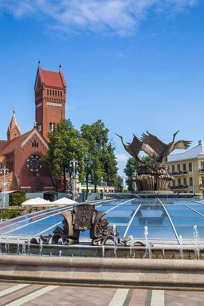 Church of St. Simeon and St. Helen (Red church), Independence Square, Minsk, Belarus