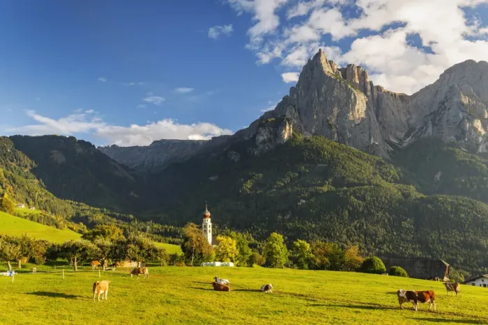 Framed Print : Church of St. Valentin in Kastelruth / Castelrotto against Schlern, Dolomites Framed Print : Church of St. Valentin in Kastelruth / Castelrotto against Schlern, Dolomites