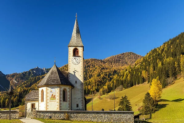 Church of St. Veit in Autumn, San Vito, South Tyrol, Dolomites, Italy