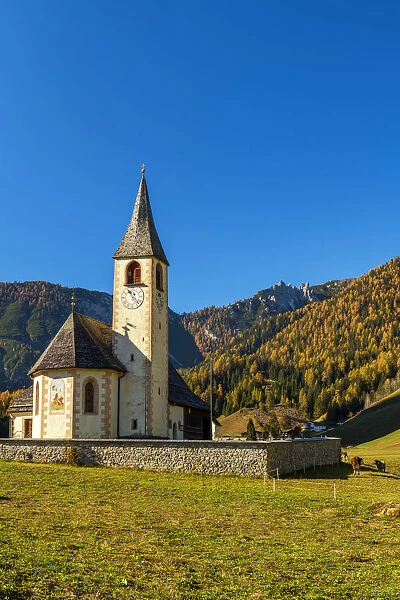 Church of St. Veit in Autumn, San Vito, South Tyrol, Dolomites, Italy