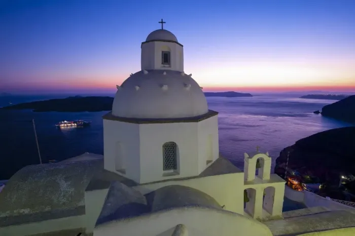 Framed Print : Church in Thira, Santorini, Cyclades, Greece Framed Print : Church in Thira, Santorini, Cyclades, Greece
