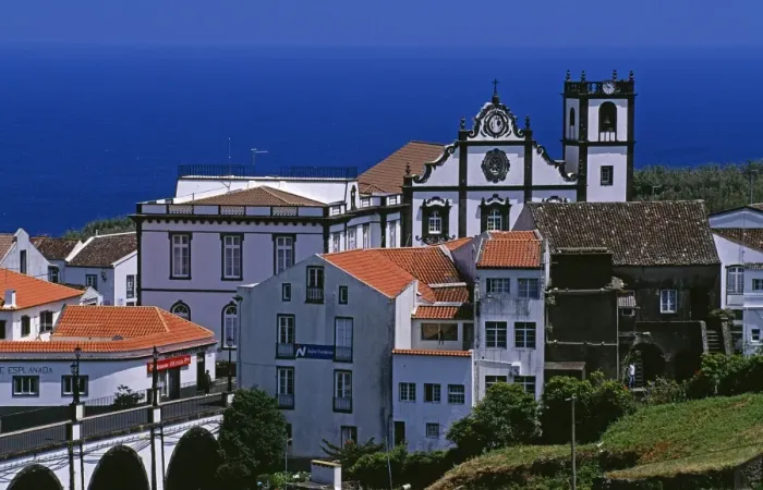 Framed Print : Church tower dominates the town of Nordeste on the island of Sao Miguel, Azores Framed Print : Church tower dominates the town of Nordeste on the island of Sao Miguel, Azores