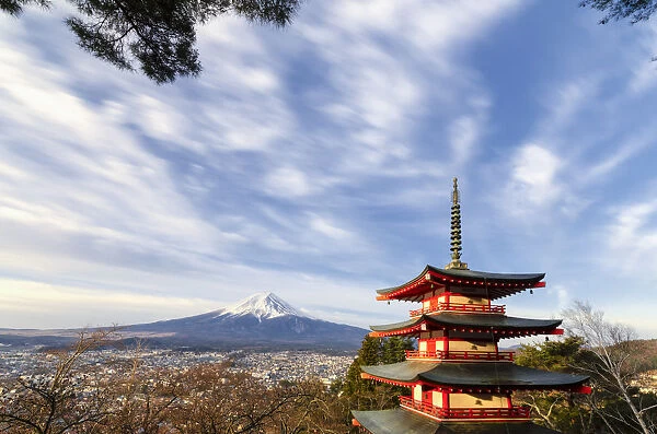 Chureito pagoda and Fuji Yama, Fujiyoshida, Yamanashi, Japan
