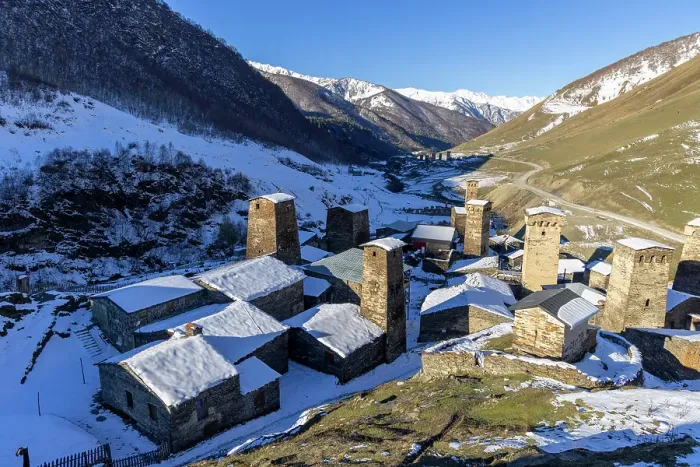 Framed Print : Chvibiani and Zhibiani, Ushguli, Upper Svaneti (Zemo Svaneti), Georgia