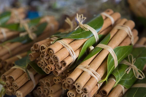 Cinnamon sticks in the market in Victoria, Mahe, Seychelles