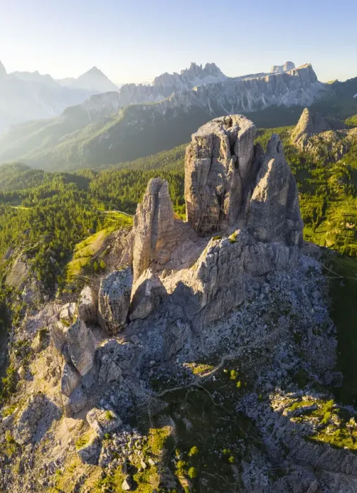Framed Print : Cinque Torri from above at sunrise. Cortina d Ampezzo, Belluno province Framed Print : Cinque Torri from above at sunrise. Cortina d Ampezzo, Belluno province