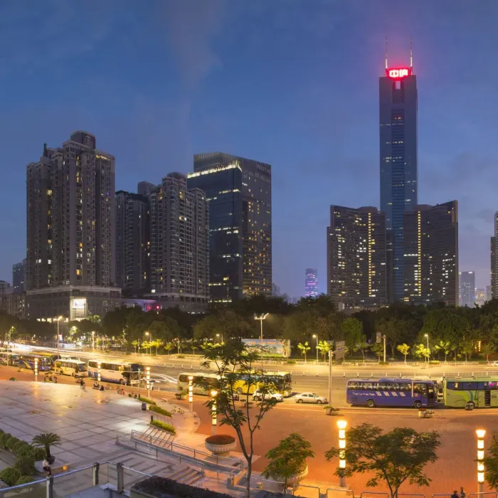 Framed Print : CITIC Plaza at dusk, Guangzhou, Guangdong, China