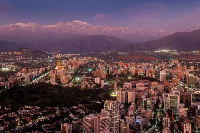 Framed Print : City & Andes Mountains at dusk, Santiago, Chile Framed Print : City & Andes Mountains at dusk, Santiago, Chile