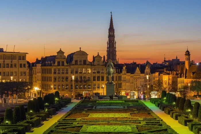 Framed Print : City center skyline from Mont Des Arts, Brussels, Belgium Framed Print : City center skyline from Mont Des Arts, Brussels, Belgium