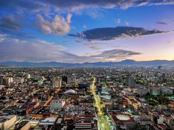 Framed Print : City Centre Skyline at dusk, elevated view, Mexico City, Mexico Framed Print : City Centre Skyline at dusk, elevated view, Mexico City, Mexico