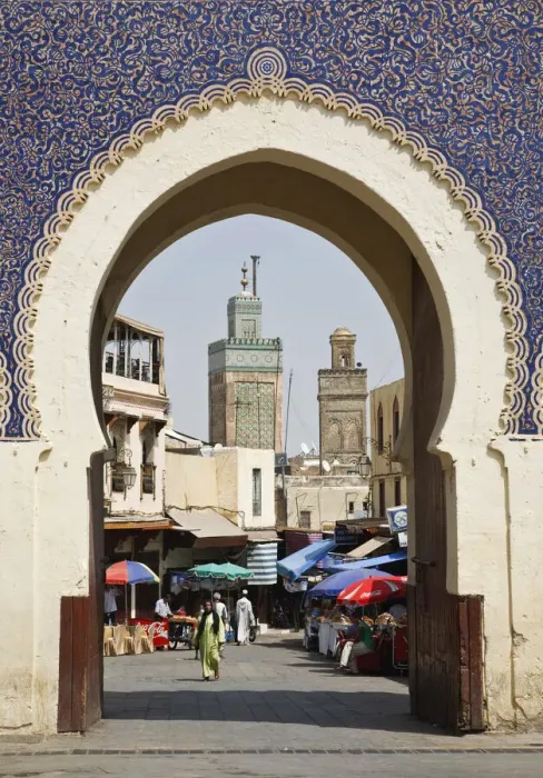 Framed Print : City gate of Bab Boujeloud (Blue Gate), Medina, Fez, Morocco Framed Print : City gate of Bab Boujeloud (Blue Gate), Medina, Fez, Morocco