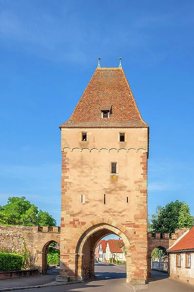 City gate of Rosheim, Bas-Rhin, Alsace, Alsace-Champagne-Ardenne-Lorraine, Grand Est, France