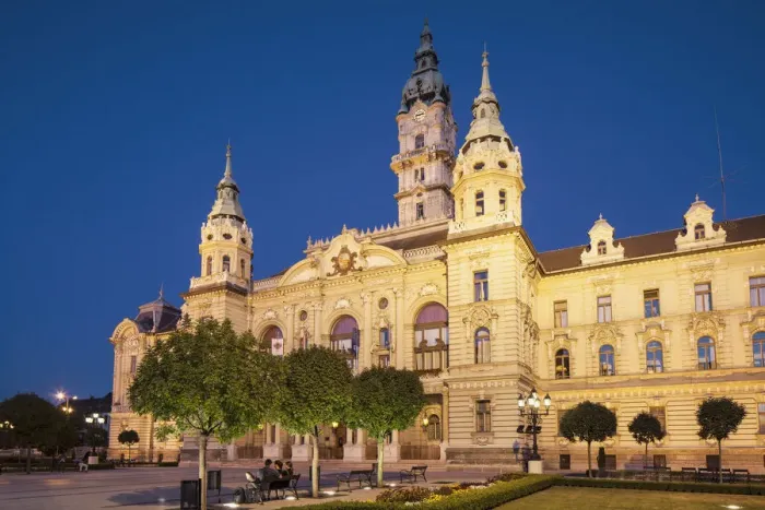 Framed Print : City Hall at dusk, Gyor, Western Transdanubia, Hungary Framed Print : City Hall at dusk, Gyor, Western Transdanubia, Hungary