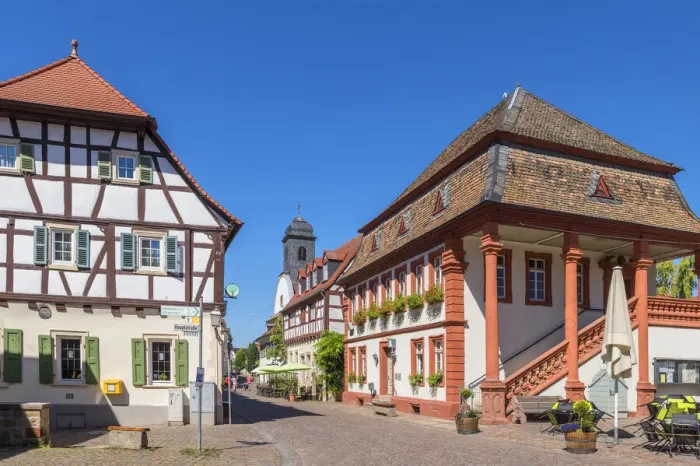 Framed Print : City hall of Freinsheim, Palatinate wine road, Rhineland-Palatinate, Germany Framed Print : City hall of Freinsheim, Palatinate wine road, Rhineland-Palatinate, Germany