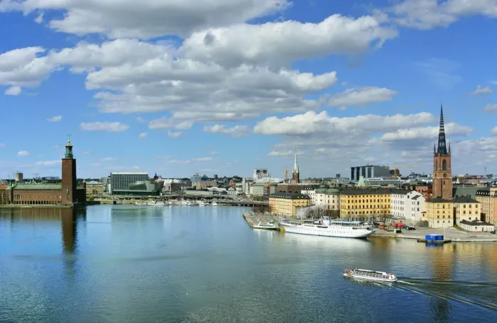 Framed Print : The City Hall and Riddarholmen with the Riddarholmskyrkan (Church). Stockholm, Sweden