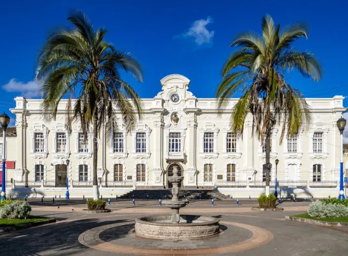 Framed Print : City Hall, Simon Bolivar Park, Otavalo, Imbabura Province, Ecuador